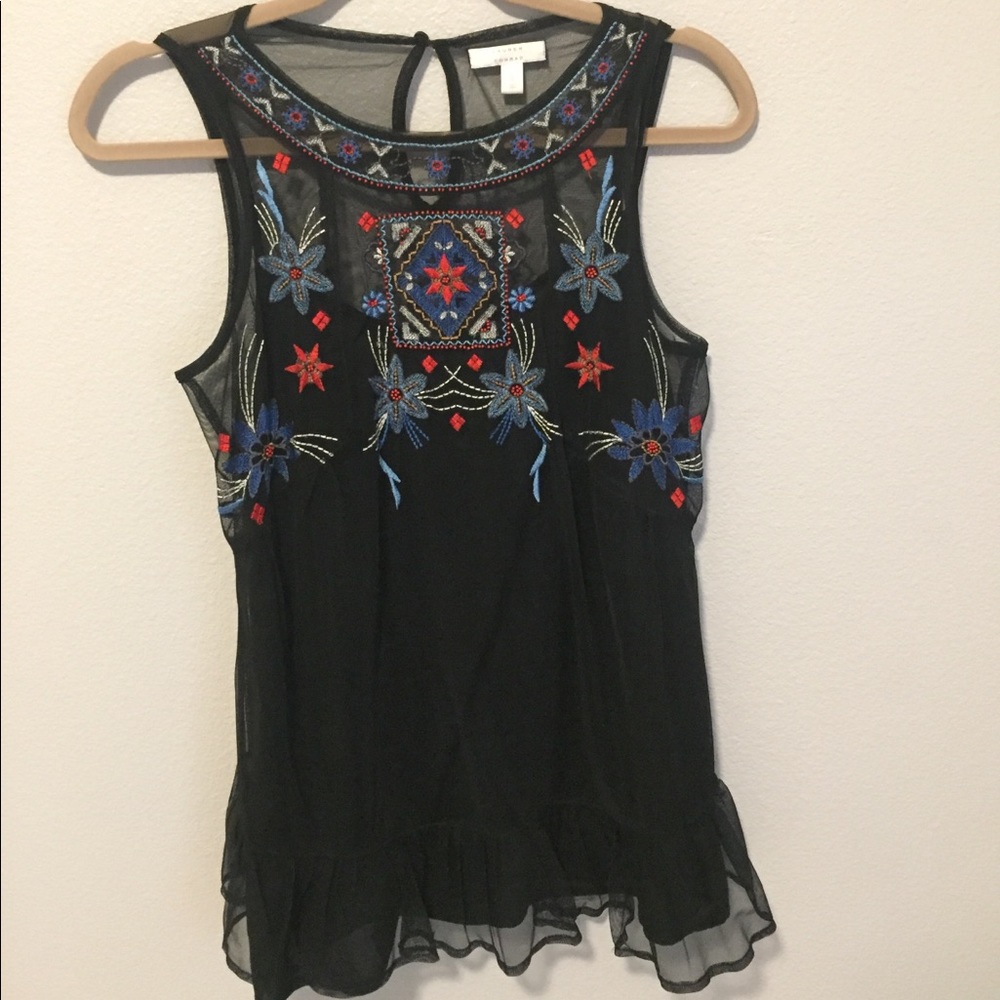 Lauren Conrad mesh layered blouse